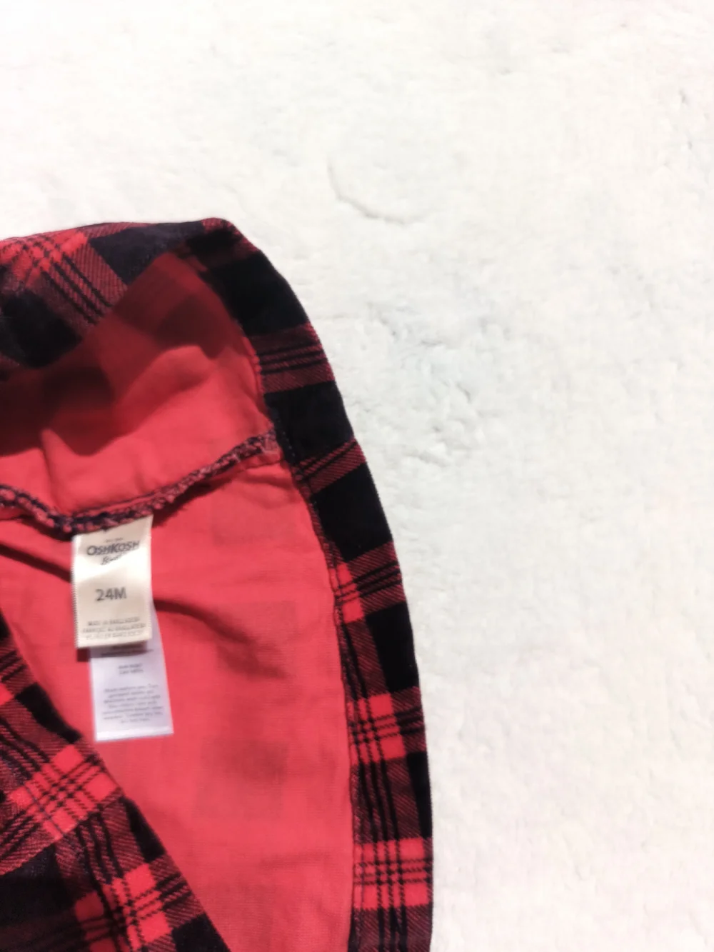 OshKosh B'gosh Red and Black Plaid Pinafore Overalls